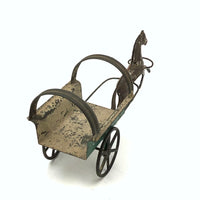 Antique Painted Tin Toy, Galloping Horse and Cart