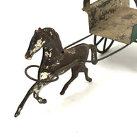 Antique Painted Tin Toy, Galloping Horse and Cart