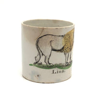 Wonderful and Very Rare Early 19th c. Transferware Child's Cup: LION