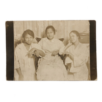 Antique Mounted Photo of Three Smiling Young Presumed African American Women (Named on Reverse)