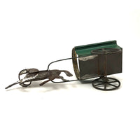 Antique Painted Tin Toy, Galloping Horse and Cart