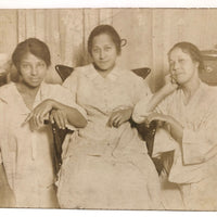 Antique Mounted Photo of Three Smiling Young Presumed African American Women (Named on Reverse)