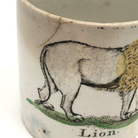Wonderful and Very Rare Early 19th c. Transferware Child's Cup: LION