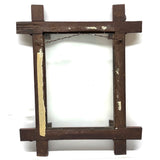 Hearts in the Corners, Large Mid 19th Century Folk Art Frame with Original Blown Glass