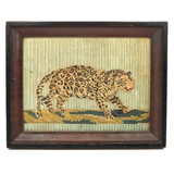 Stalking Leopard: 18th/19th Century Silk Needlepoint Against Pale Green Ground