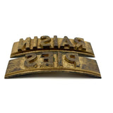 RAISIN PIES, Classic Pair of 5 Inch Heavy Brass Curved Print Blocks, c. 1940s-50s