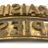 RAISIN PIES, Classic Pair of 5 Inch Heavy Brass Curved Print Blocks, c. 1940s-50s