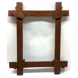 Hearts in the Corners, Large Mid 19th Century Folk Art Frame with Original Blown Glass