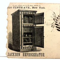 Jackson (Early) Refrigerator Advertising Cover to "Meat Market", W. Troy, 1883, with Fancy Cancellations