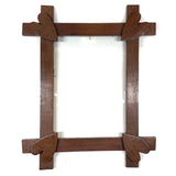 Hearts in the Corners, Large Mid 19th Century Folk Art Frame with Original Blown Glass