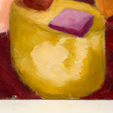 Potted Flowers with Chair and View, Cheerful c. 1980s Acrylic on Cardboard Painting