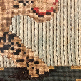 Stalking Leopard: 18th/19th Century Silk Needlepoint Against Pale Green Ground