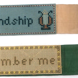 Friendship + Remember Me, Pair of Early Punch Paper Embroideries on Ribbon