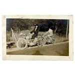 Two Women in Hats on Early Motorcycles (Pope and Emblem), C. 1910s Snapshot