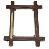 Hearts in the Corners, Large Mid 19th Century Folk Art Frame with Original Blown Glass