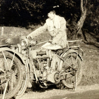 Two Women in Hats on Early Motorcycles (Pope and Emblem), C. 1910s Snapshot