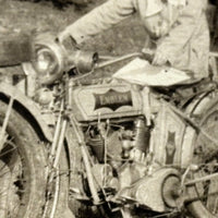 Two Women in Hats on Early Motorcycles (Pope and Emblem), C. 1910s Snapshot
