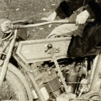 Two Women in Hats on Early Motorcycles (Pope and Emblem), C. 1910s Snapshot