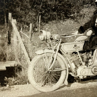 Two Women in Hats on Early Motorcycles (Pope and Emblem), C. 1910s Snapshot