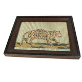 Stalking Leopard: 18th/19th Century Silk Needlepoint Against Pale Green Ground