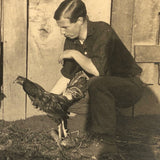 Cock Fight in the Barn Yard, Old Shapshot Photo