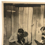 Cock Fight in the Barn Yard, Old Shapshot Photo