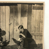 Cock Fight in the Barn Yard, Old Shapshot Photo