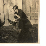 Cock Fight in the Barn Yard, Old Shapshot Photo