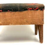 19th Century Primitive Pine Stool with Wonderful Pieced and Appliquéd Woolen Cover