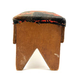 19th Century Primitive Pine Stool with Wonderful Pieced and Appliquéd Woolen Cover