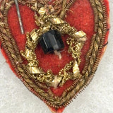 Heart, Bible, Flower, Three Hand-sewn Devotional "Breverl" with Wire, Metallic Thread and Beaded Decoration