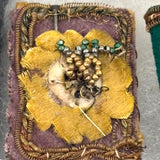Heart, Bible, Flower, Three Hand-sewn Devotional "Breverl" with Wire, Metallic Thread and Beaded Decoration