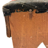 19th Century Primitive Pine Stool with Wonderful Pieced and Appliquéd Woolen Cover