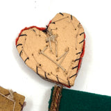 Heart, Bible, Flower, Three Hand-sewn Devotional "Breverl" with Wire, Metallic Thread and Beaded Decoration