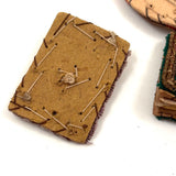 Heart, Bible, Flower, Three Hand-sewn Devotional "Breverl" with Wire, Metallic Thread and Beaded Decoration