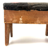 19th Century Primitive Pine Stool with Wonderful Pieced and Appliquéd Woolen Cover