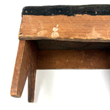 19th Century Primitive Pine Stool with Wonderful Pieced and Appliquéd Woolen Cover