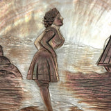 Looking Out, Charming c. 1880s Mother of Pearl Seashell Folk Art Carving