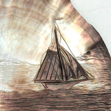 Looking Out, Charming c. 1880s Mother of Pearl Seashell Folk Art Carving