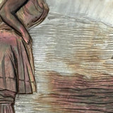 Looking Out, Charming c. 1880s Mother of Pearl Seashell Folk Art Carving