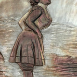 Looking Out, Charming c. 1880s Mother of Pearl Seashell Folk Art Carving