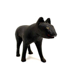 Wonderful Folk Art Black Dog, Carved Wood with Polychrome