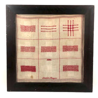 Louise Meyer’s 1884 Red and White Darning Sampler on Linen