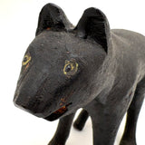 Wonderful Folk Art Black Dog, Carved Wood with Polychrome