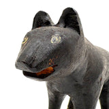 Wonderful Folk Art Black Dog, Carved Wood with Polychrome