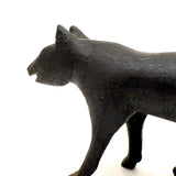 Wonderful Folk Art Black Dog, Carved Wood with Polychrome