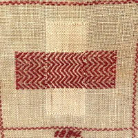 Louise Meyer’s 1884 Red and White Darning Sampler on Linen