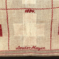 Louise Meyer’s 1884 Red and White Darning Sampler on Linen