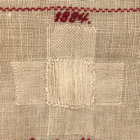 Louise Meyer’s 1884 Red and White Darning Sampler on Linen