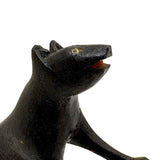 Wonderful Folk Art Black Dog, Carved Wood with Polychrome